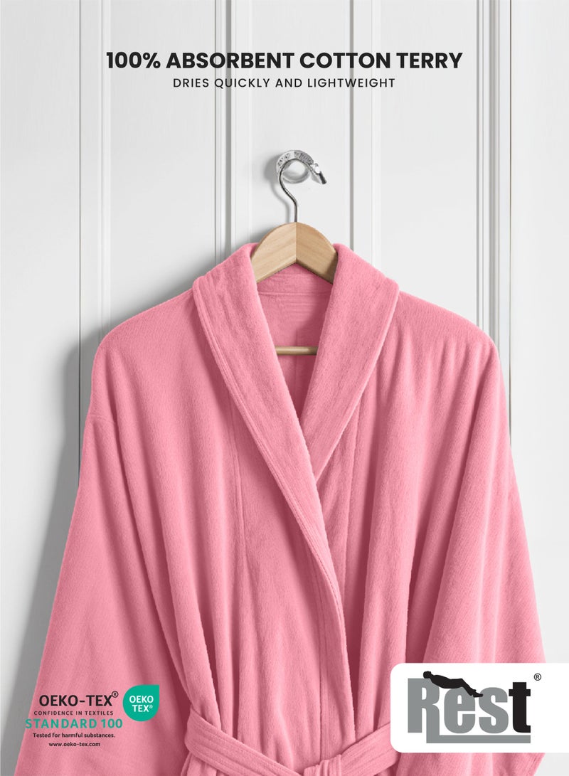 Rest روب حمام تيري مع جيوب أزرق سماوي XXL فاخرة للفنادق ملابس مريحة قطنية ناعمة وامتصاصية مريحة بعد الاستحمام مقاومة للتلاشي للرجال والنساء مقاس واحد يناسب الجميع 45x30x65 سم - Image 2