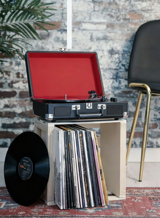 Berma Baby مشغل موسيقى أسود مشغل القرص الدوار المحمول مع مكبرات الصوت مشغل تسجيل الفونوغراف العتيق 33/45/ - Image 1