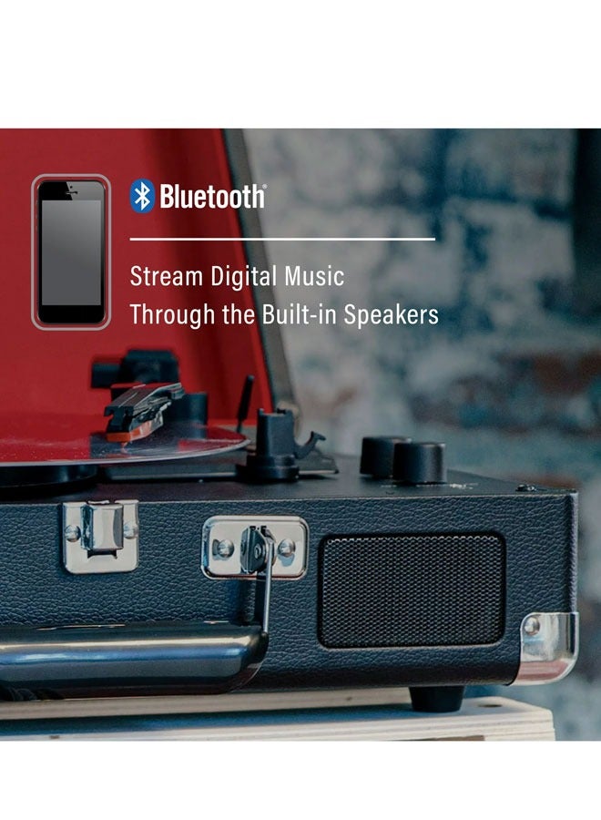 Berma Baby مشغل موسيقى أسود مشغل القرص الدوار المحمول مع مكبرات الصوت مشغل تسجيل الفونوغراف العتيق 33/45/ - Image 5