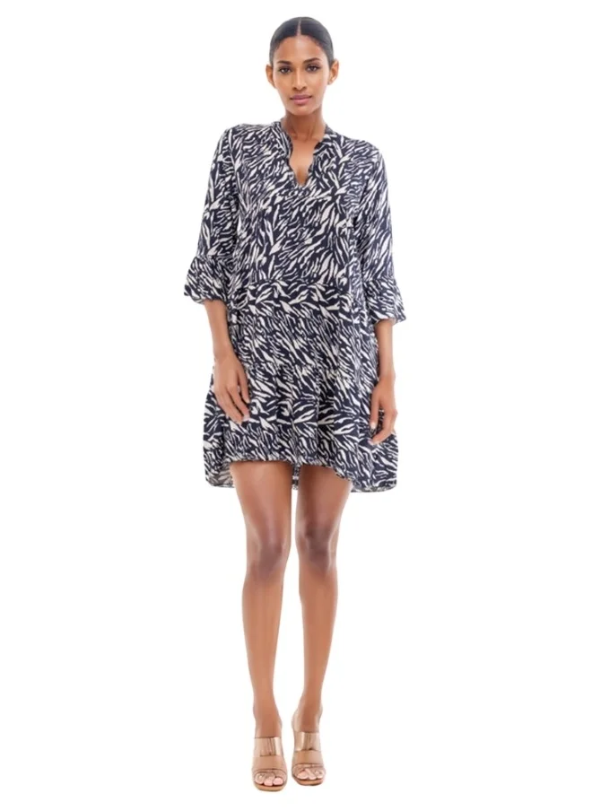هايليز 3/4 Sleeve V-Neck Printed Tunic Dress