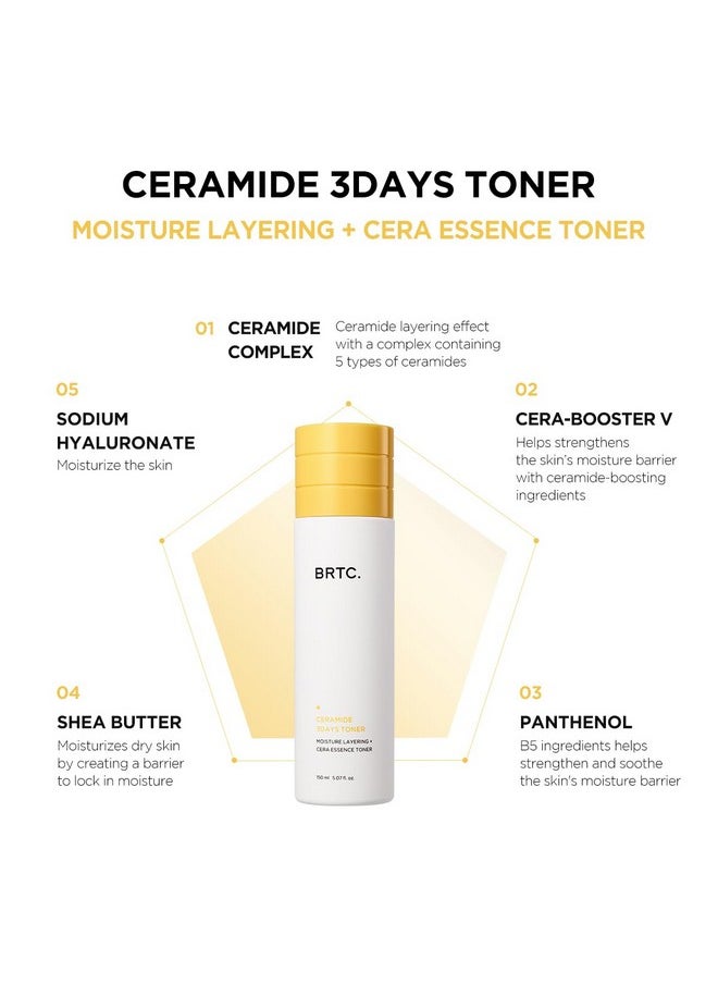 BRTC - BRTC Ceramide 3days Toner | Moisture Solution | Essence Toner | Ceramide Layering | for Dry & Dull Skin, Korean Skincare (150ml, 5.70 fl.oz) - Image 1