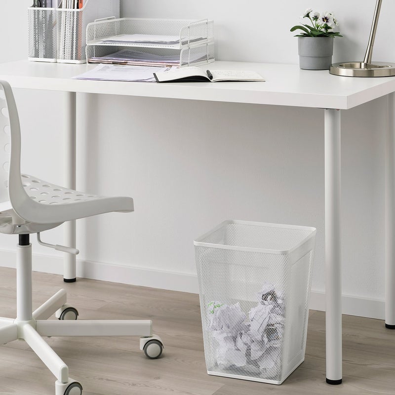 Baitique Wastepaper Basket, White Metal Mesh, 26×26×35 cm - Image 2