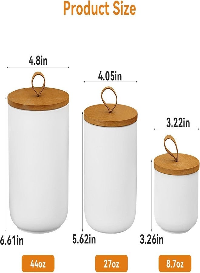 Gets Ceramic Canisters Food Storage Jars with Airtight Bamboo Lids for the Kitchen Counter Serving Flour Sugar Cereal and Snacks (White 260ml) - Image 5