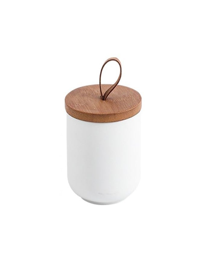 Gets Ceramic Canisters Food Storage Jars with Airtight Bamboo Lids for the Kitchen Counter Serving Flour Sugar Cereal and Snacks (White 260ml) - Image 1