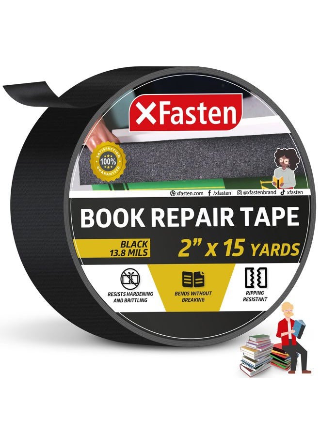 XFasten Book Binding Repair Tape, Black, 5.1cm by 15-Yard, Cloth Library Book Hinging Repair Tape, Acid Free and Archival Safe - Image 1