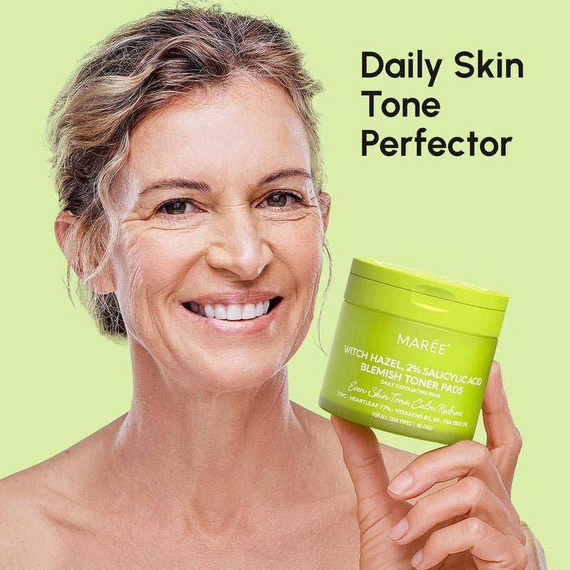 MAREE Blemish Acne Clearing Polishes - Daily Facial Radiance Toner Pads - Witch Hazel Pads Acne Face Toning - Acne Skin Care with BHA Salicylic Acid - Blemish Clearing Witch Hazel Device - Image 3