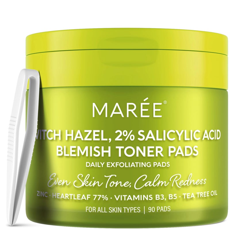 MAREE Blemish Acne Clearing Polishes - Daily Facial Radiance Toner Pads - Witch Hazel Pads Acne Face Toning - Acne Skin Care with BHA Salicylic Acid - Blemish Clearing Witch Hazel Device - Image 1