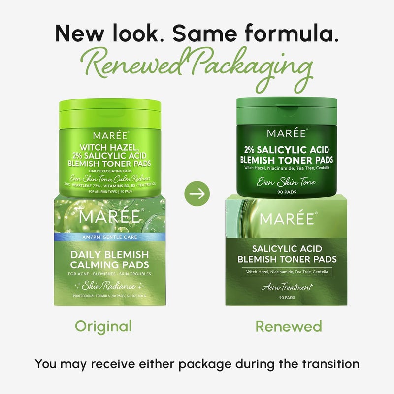 MAREE Blemish Acne Clearing Polishes - Daily Facial Radiance Toner Pads - Witch Hazel Pads Acne Face Toning - Acne Skin Care with BHA Salicylic Acid - Blemish Clearing Witch Hazel Device - Image 2