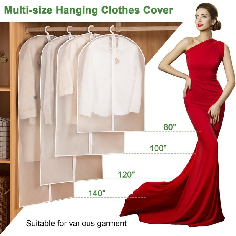 Clothes Cover 20 PCS Hanging Garment Bags Dustproof Dress Bag with Zipper Home Wardrobe Storage Clear PVC + Reinforced Zipper 60 x 100 cm - Image 3
