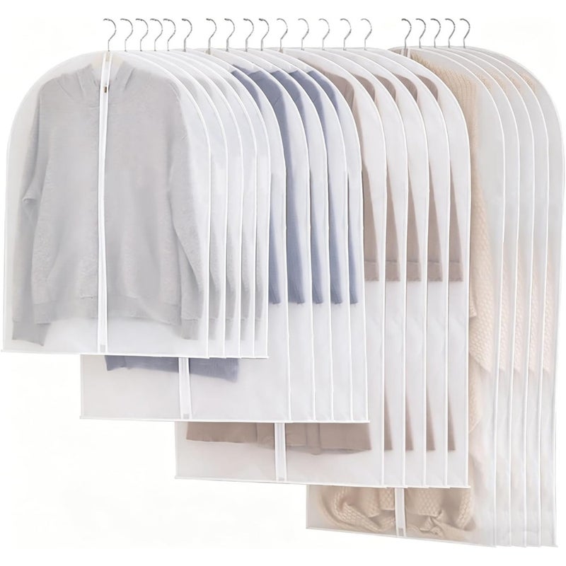 Clothes Cover 20 PCS Hanging Garment Bags Dustproof Dress Bag with Zipper Home Wardrobe Storage Clear PVC + Reinforced Zipper 60 x 100 cm - Image 1