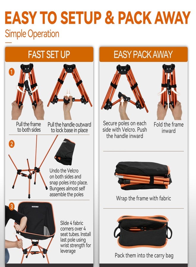 MARCHWAY Lightweight Folding Camping Chair with Spring Lock, Stable Compact Portable for Outdoor Camp, Travel, Beach, Picnic, Festival, Hiking, Backpacking (Orange) - Image 5