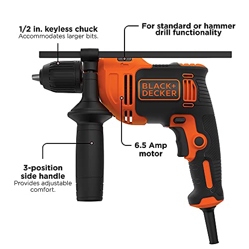 BLACK+DECKER Hammer Drill, 6.5-Amp, 1/2-Inch (BEHD201) - Image 2