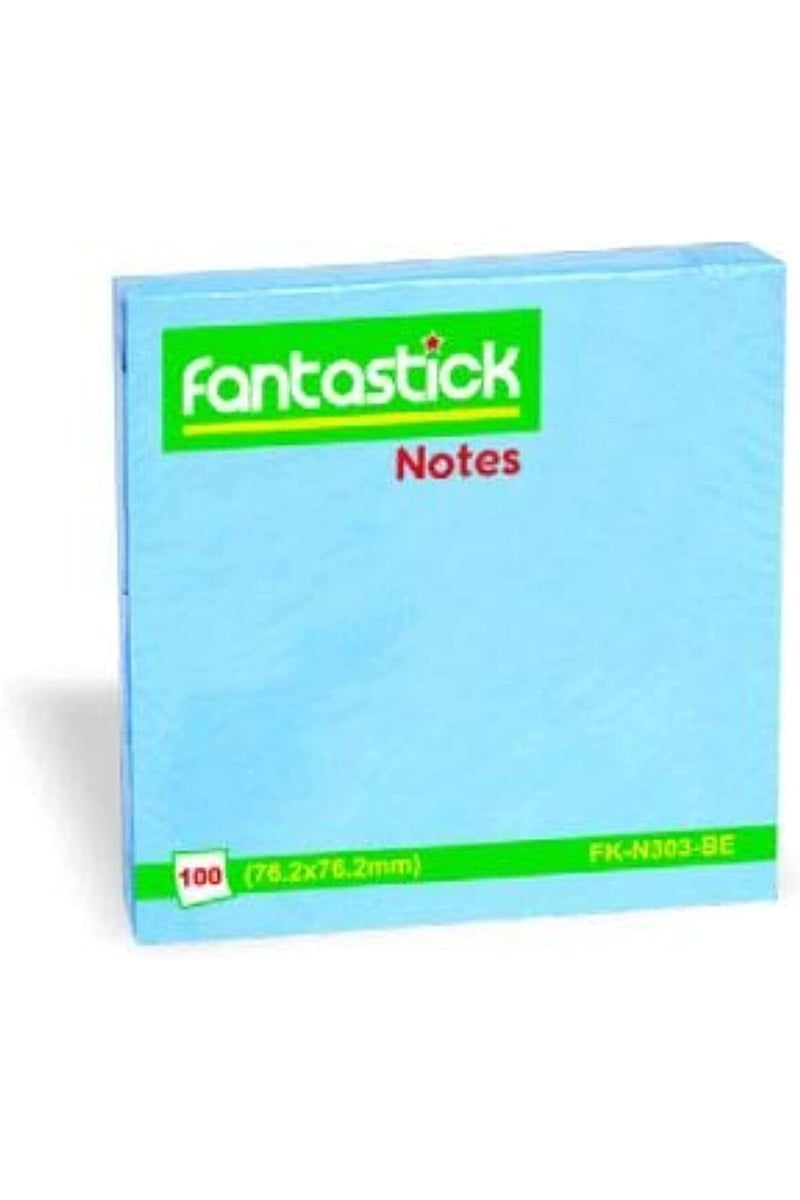 Fantastick FK-N303-BE Stick Notes 12-Pieces, 3.1" x 3.1", Blue