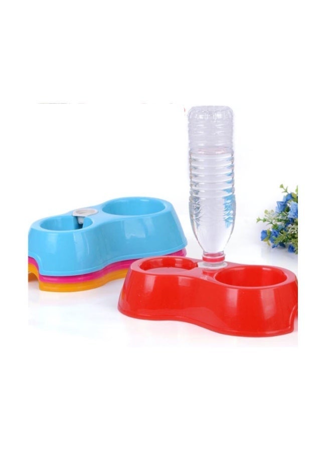 Small Plastic Bowl For Pets (Screw Cap for External Bottle) - Red - Image 2