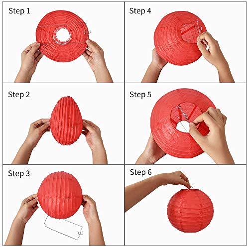 BEISHIDA بيشيدا فوانيس ورقية بيضاء 6 إنش زينة صينية/يابانية معلقة دائرية لفوانيس لمناسبات عيد الميلاد، الزفاف، حفلات الزفاف، ديكور المنزل، زينة الحفلات (6 عبوات) - Image 3