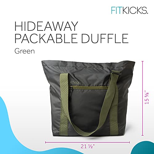 FITKICKS Hideaway Packable Duffle Large Duffle Bag for Travel Green - Image 3