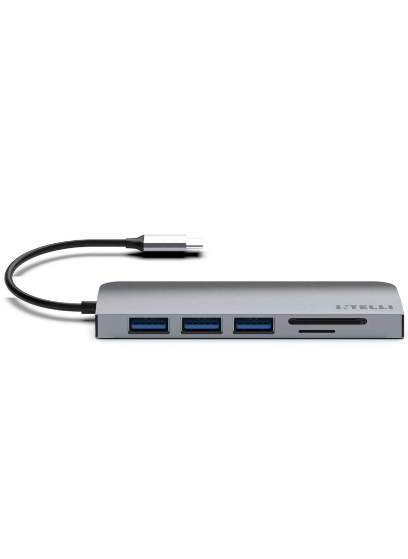 إنتلي USB C HUB 6 In 1 LynkHub Go - 3 منافذ USB-A - فتحة بطاقة SD - فتحة بطاقة Micro SD - منفذ USB-C PD شحن 60W  - Image 2