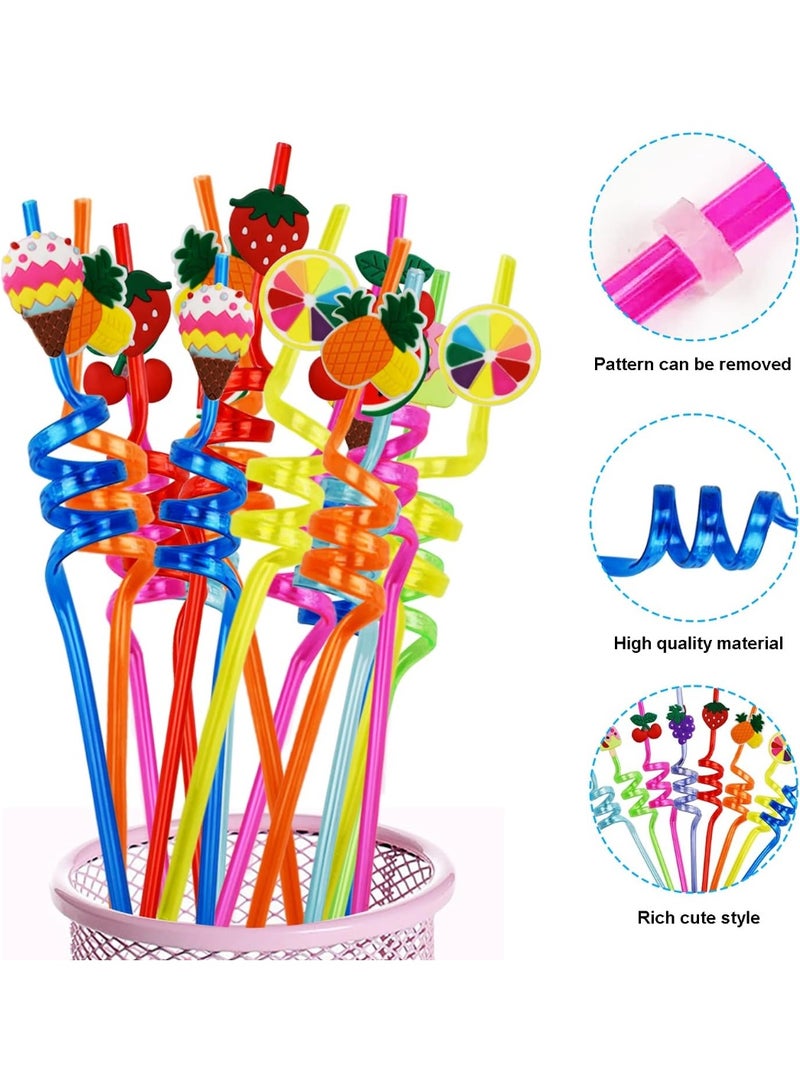 Plastic Straw, Pack of 8 Reusable Drinking Straws, Novelty Curly Plastic Children's Straw, Ice Cream, Fruit Party Straws for Birthday Party Decoration, Christmas Party Accessories - Image 5