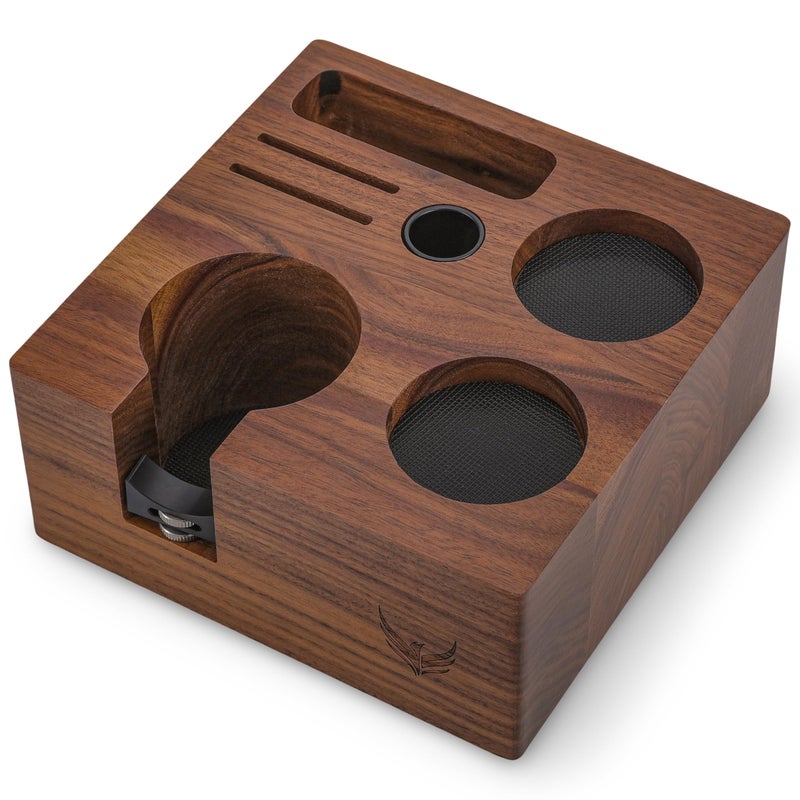 KNODOS Walnut Espresso Tamping Station 54mm for Breville Machines Espresso Accessories Organizer Tamper Distributor Portafilter Holder and Multi Accessory Storage - Image 1