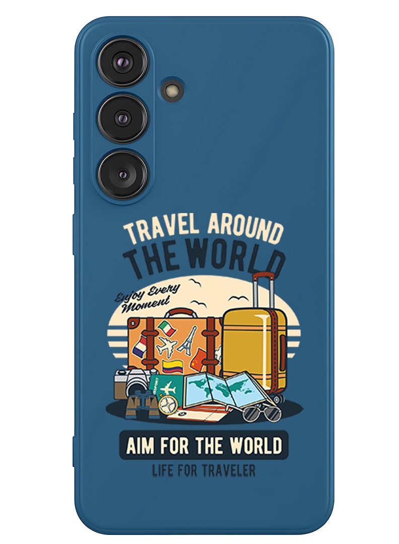 Theodor Protective Slim Fit Case Liquid Silicone Cover with Full Body Protection Anti-Scratch Shockproof Case For Samsung Galaxy S25 (Blue) - Aim for the world - Image 1