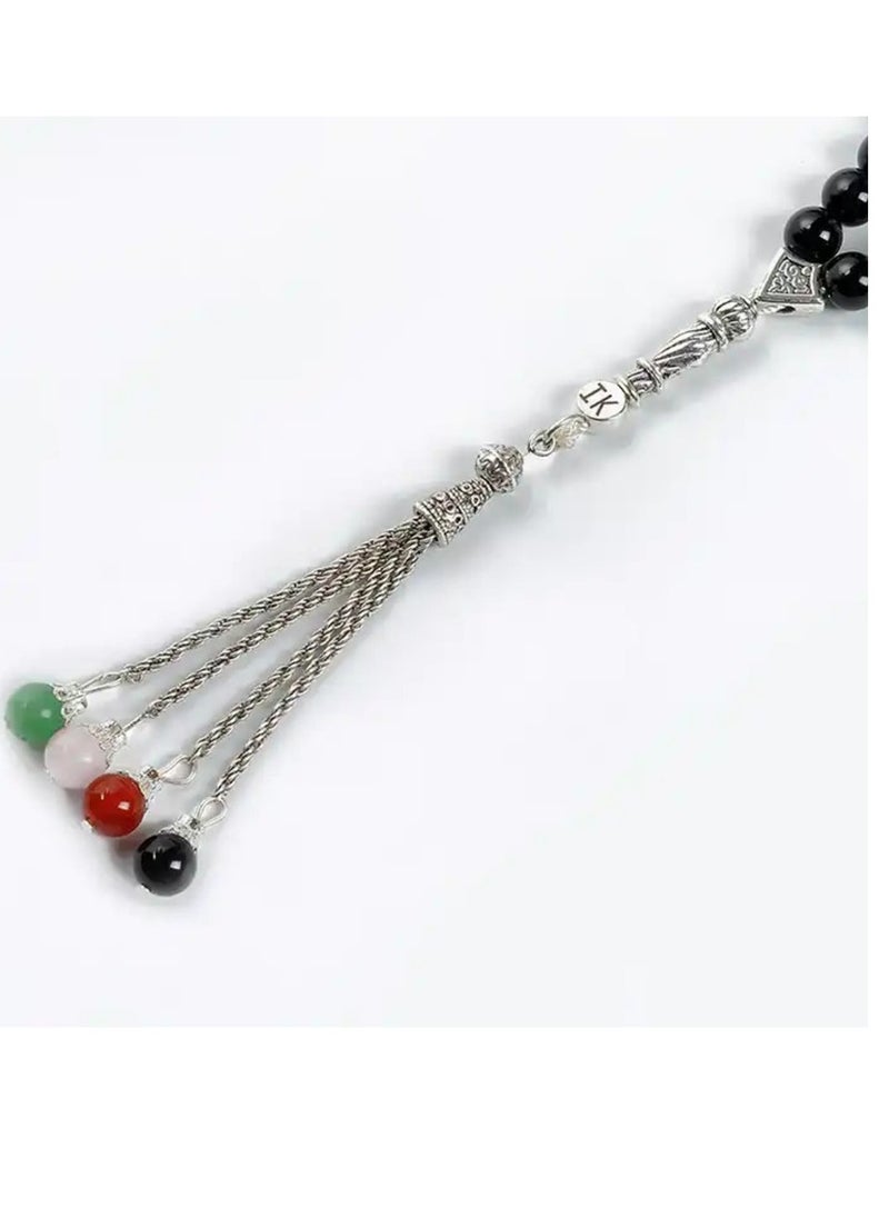 Hilalful - HilalFul Handmade Glass Prayer Bead | 33 Beads in UAE Flag Colour | Natural Stone | Rosary Beads | Islamic Gift for UAE National Day, Eid, Ramadan, Wedding, Anniversary, Birthday - Image 1