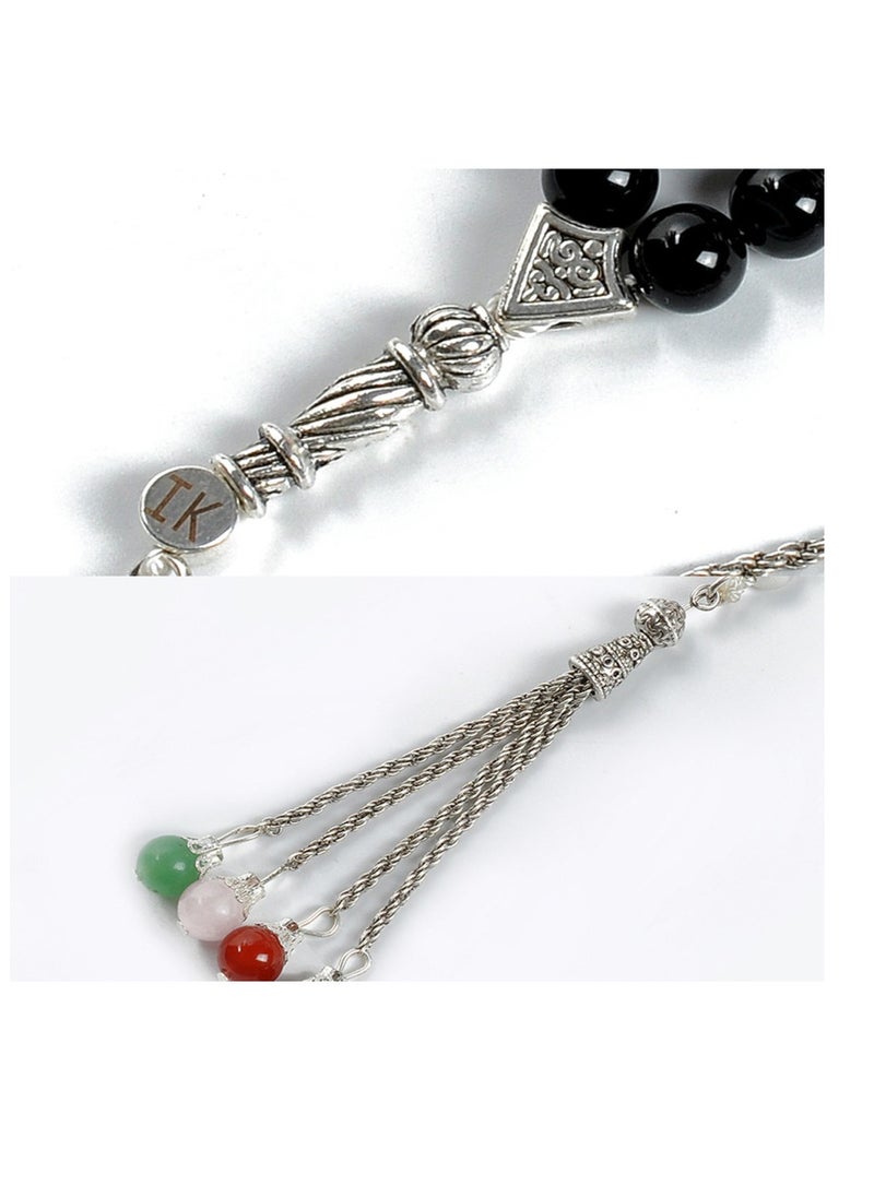 Hilalful - HilalFul Handmade Glass Prayer Bead | 33 Beads in UAE Flag Colour | Natural Stone | Rosary Beads | Islamic Gift for UAE National Day, Eid, Ramadan, Wedding, Anniversary, Birthday - Image 1