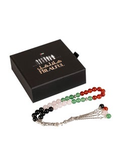 HilalFul Handmade Glass Prayer Bead | 33 Beads in UAE Flag Colour | Natural Stone | Rosary Beads | Islamic Gift for UAE National Day, Eid, Ramadan, Wedding, Anniversary, Birthday