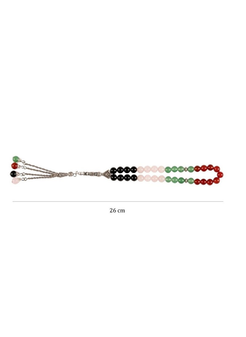 Hilalful - HilalFul Handmade Glass Prayer Bead | 33 Beads in UAE Flag Colour | Natural Stone | Rosary Beads | Islamic Gift for UAE National Day, Eid, Ramadan, Wedding, Anniversary, Birthday - Image 1