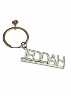 Jeddah Name Keychain, Silver Metal Letter Design, Personalised Keyring Souvenir Gift