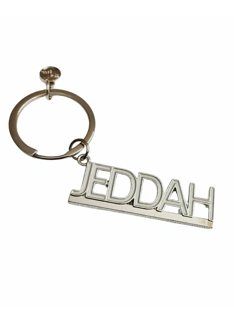 Generic - Jeddah Name Keychain, Silver Metal Letter Design, Personalised Keyring Souvenir Gift - Image 1