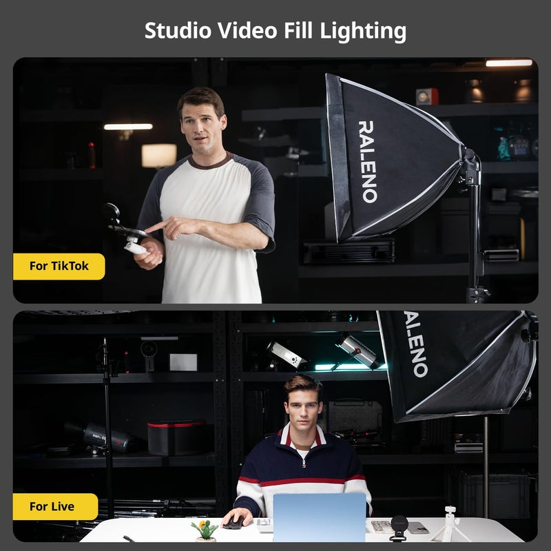 RALENO Softbox Photography Lighting Kit, 16'' x 16'' Softbox Lighting for TikTok with LED Bulb (50W | 5500K | 97 CRI | TLCI≥97), Continuous Lighting for Video Recording & Photography Shooting - Image 5