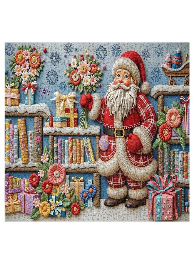 PPuzzling Christmas Puzzles for Adults 1000 Piece, Santa Claus Bookshelf Jigsaw Puzzle, Flower Book Puzzle as Funny Winter Holiday Xmas Decor - Image 2