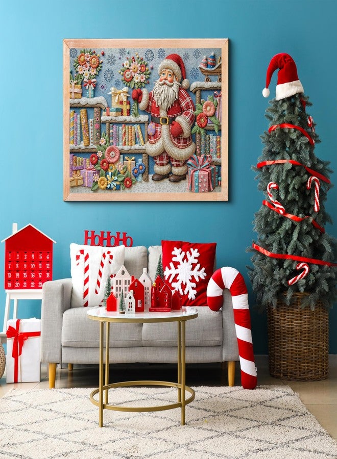 PPuzzling Christmas Puzzles for Adults 1000 Piece, Santa Claus Bookshelf Jigsaw Puzzle, Flower Book Puzzle as Funny Winter Holiday Xmas Decor - Image 3