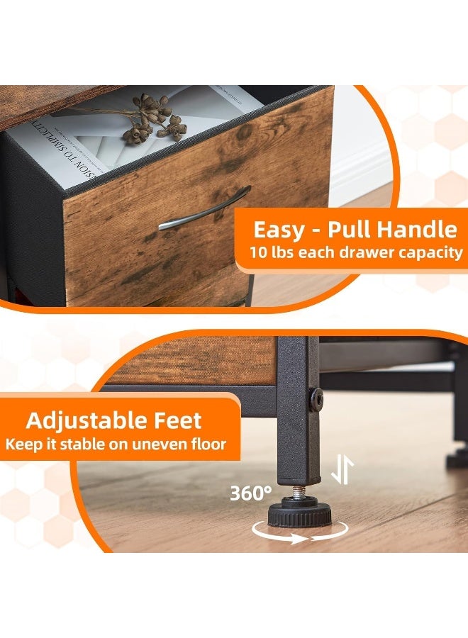 SKY-TOUCH 5 خزانة أدراج، برج أدراج تخزين عمودي، خزانة ملابس طويلة لتنظيم غرفة النوم، حضانة، خزائن، إطار فولاذي متين مع سطح خشبي، بني - Image 4