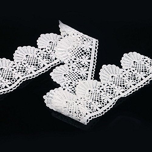 URBEST Lace Trim Fan Tail Durable Polyester Eyelet Lace Ribbon Embroidered Applique for Home Decor DIY Sewing Craft, 2.7 Inch Wide (White, 3 Yard) - Image 4