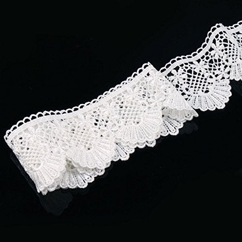 URBEST Lace Trim Fan Tail Durable Polyester Eyelet Lace Ribbon Embroidered Applique for Home Decor DIY Sewing Craft, 2.7 Inch Wide (White, 3 Yard) - Image 3