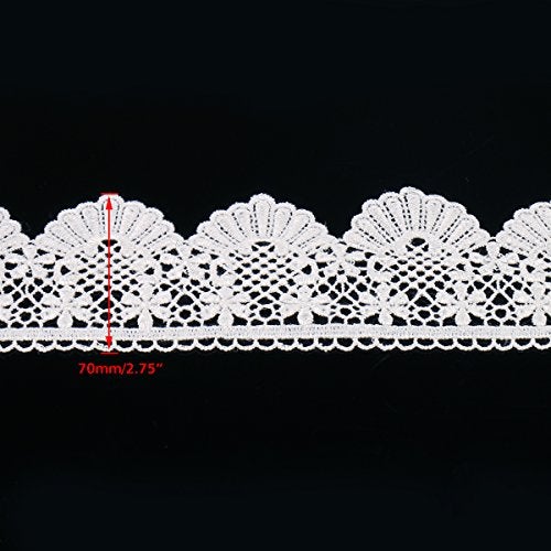 URBEST Lace Trim Fan Tail Durable Polyester Eyelet Lace Ribbon Embroidered Applique for Home Decor DIY Sewing Craft, 2.7 Inch Wide (White, 3 Yard) - Image 2