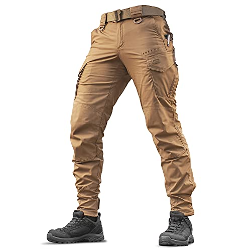 M-Tac Aggressor Flex Tactical Cargo Pants for Men – Durable Rip-Stop Cargo Work Trousers with Reinforced Knees, Stretch Fit and Outdoor Comfort (Coyote Brown, 28/30) - Image 1
