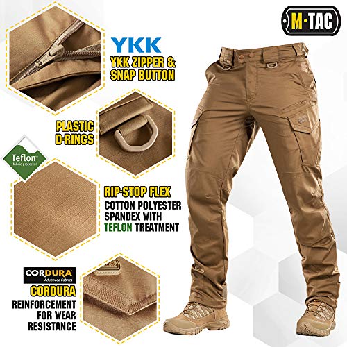 M-Tac Aggressor Flex Tactical Cargo Pants for Men – Durable Rip-Stop Cargo Work Trousers with Reinforced Knees, Stretch Fit and Outdoor Comfort (Coyote Brown, 28/30) - Image 3