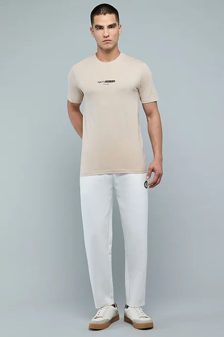 أر أند بي Typography Print T-Shirt with Crew Neck and Short Sleeves