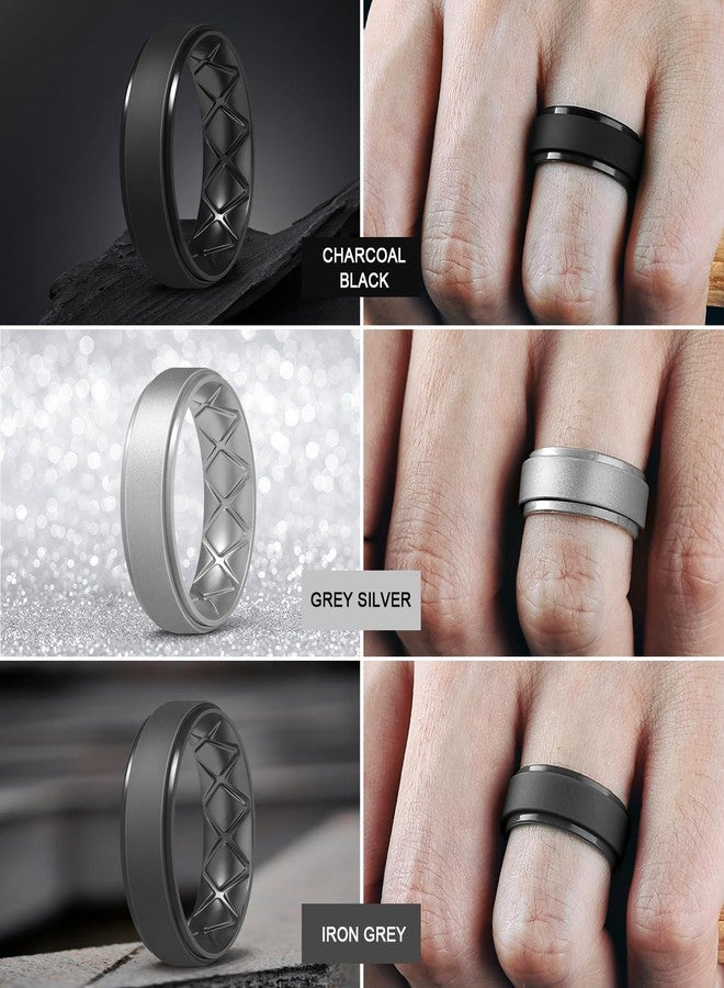 Egnaro Silicone Wedding Ring for Women,Thin and Stackble Braided Rubber Wedding Bands,No-Toxic,Skin Safe, 6.5-7, Silicone, No Gemstone - Image 4