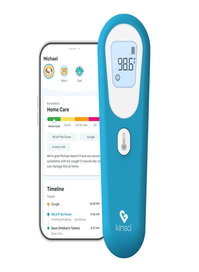 Kinsa QuickScan Smart Thermometer - No-Touch, Contactless Digital Forehead Thermometer for Babies, Kids, Adults - Works with a Smartphone App to Track Family Health & Offer Symptom Advice - Image 1