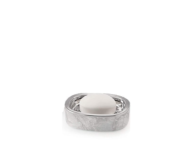 OANGO Marbal Looks Opal 4 Piece Bathroom Accessories Set Soap Dispenser Toothbrush Holder Soap Dish & Dumpster (White) - Image 4