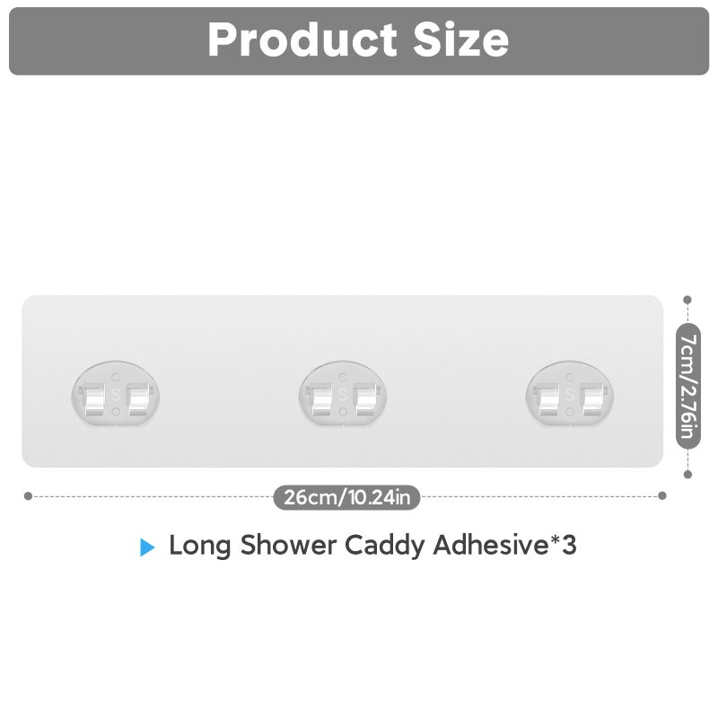 FEPTUASE Shower Caddy Adhesive Replacement  Transparent Strong Adhesive Hooks  No Drilling  Waterproof  for Shower Caddy  Bathroom Storage Shelves and Kitchen Racks (Triple*3pcs) - Image 1