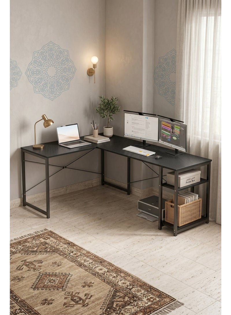 Visionnaire L-Shaped Computer Desk with Extendable Design, Modular Workstation for Home Office Study & Gaming, Large Surface & Sturdy Construction - Image 1