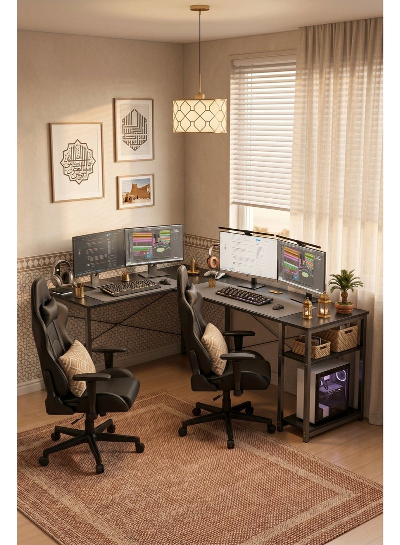 Visionnaire L-Shaped Computer Desk with Extendable Design, Modular Workstation for Home Office Study & Gaming, Large Surface & Sturdy Construction - Image 3