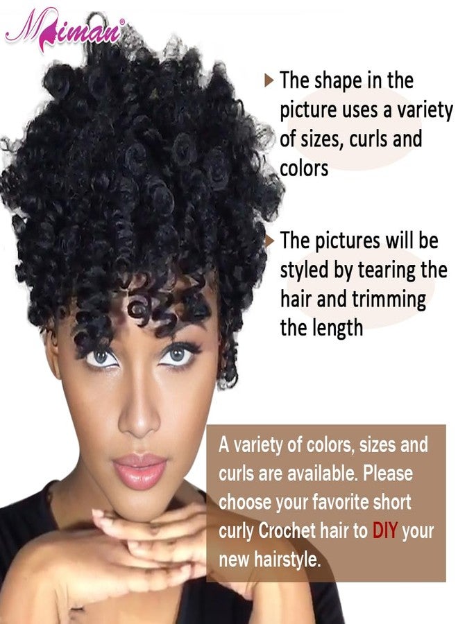 ميمان مجموعة MIMAN من 5 قطع من ضفائر الشعر الكروشيه القصيرة بطول 10 بوصات للنساء ذوات البشرة السمراء، وصلات شعر كروشيه صناعية مجعدة 12 مم للنساء، تسريحة شعر موهوك أفرو مضفرة يمكنكِ صنعها بنفسك (أسود طبيعي #1B) - Image 2