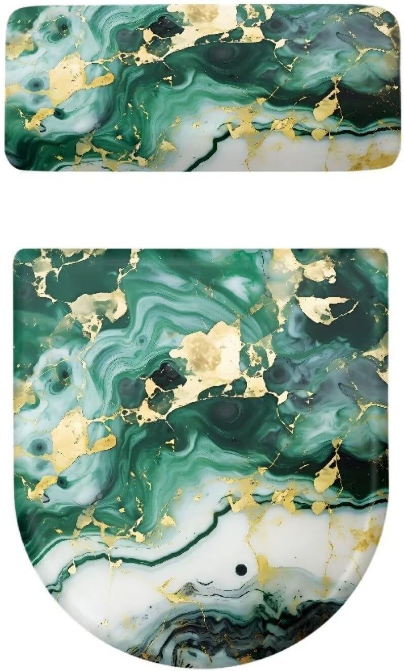 Vanideaoty Green Marble Toilet Lid Cover and Toilet Tank Cover Elongated Stretch Fits Most Tanks & Lids Bathroom Accessories Decor - Image 5