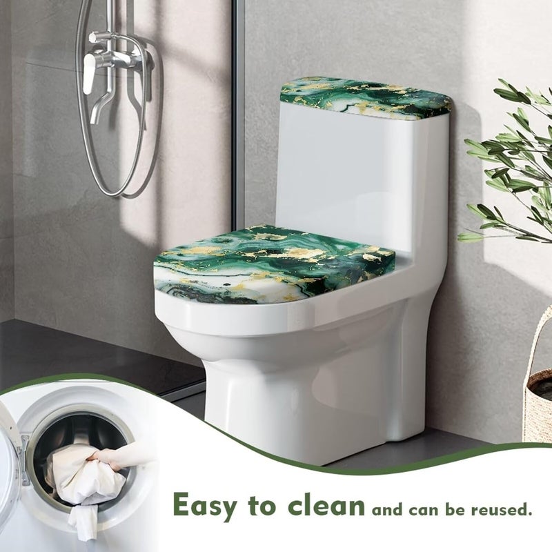 Vanideaoty Green Marble Toilet Lid Cover and Toilet Tank Cover Elongated Stretch Fits Most Tanks & Lids Bathroom Accessories Decor - Image 4