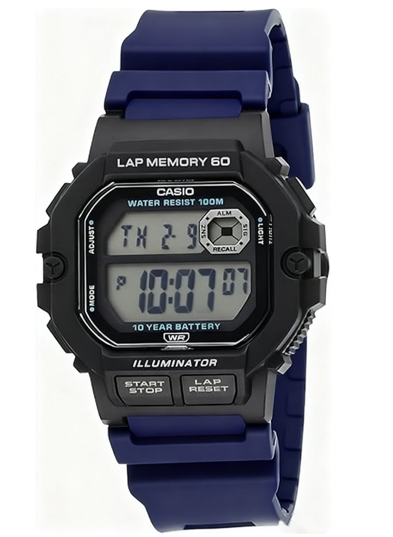 Casio GShock Men's Stopwatches Digital Sport Watch with Blue Strap Black Case WS-1400H-1AV